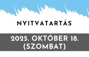Nyitvatartás változás (2025. 10. 18.)
Nyitvatartás változás (2025. 10. 18.)